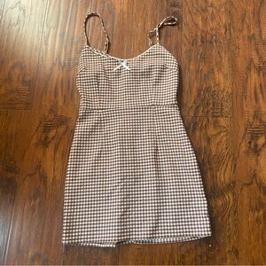 Urban outfitters brown plaid gingham mini dress.